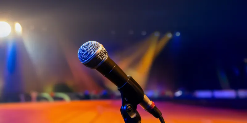 Vintage radio microphone in a studio setting